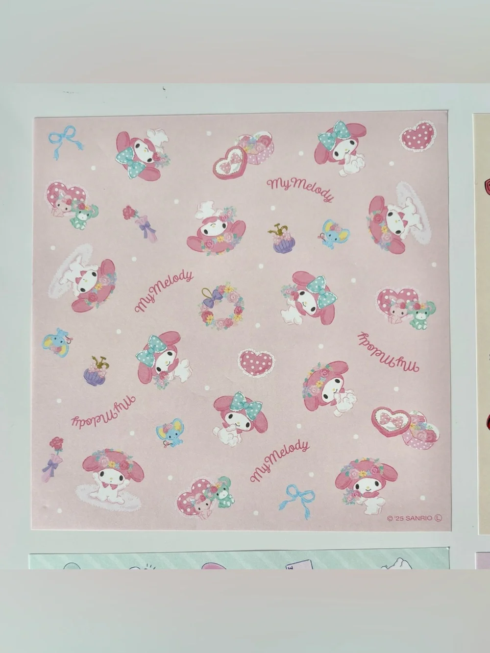 Sanrio My Melody Pastel Origami Sheet Set - 4 Designs Pink,Cream,Mint,Light Blue